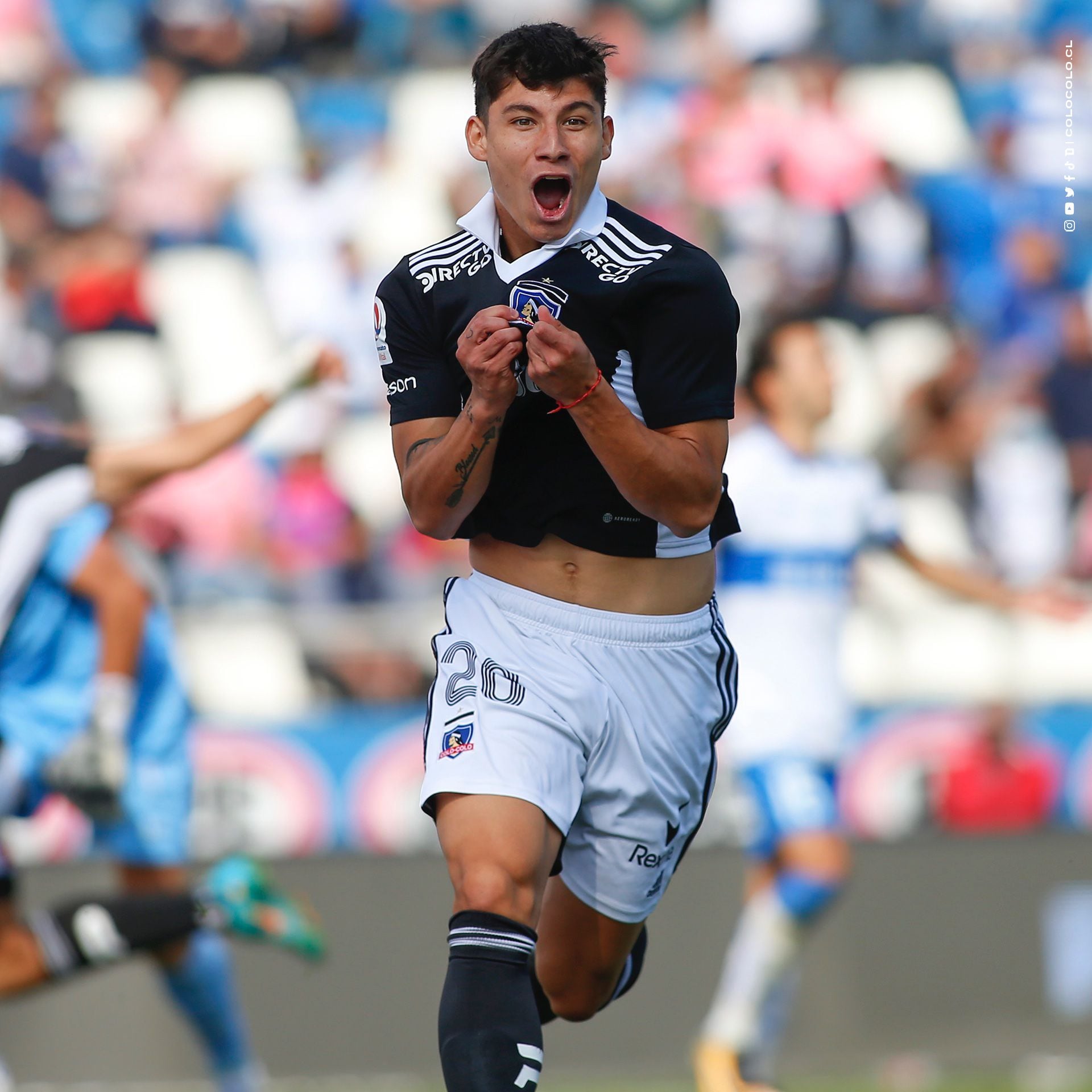 Oroz celebrando el empate de Colo Colo ante la UC. Foto: Colo Colo.