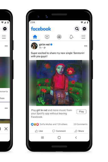 Oficial: Facebook presenta el reproductor mini de Spotify dentro de su  plataforma Plataformas