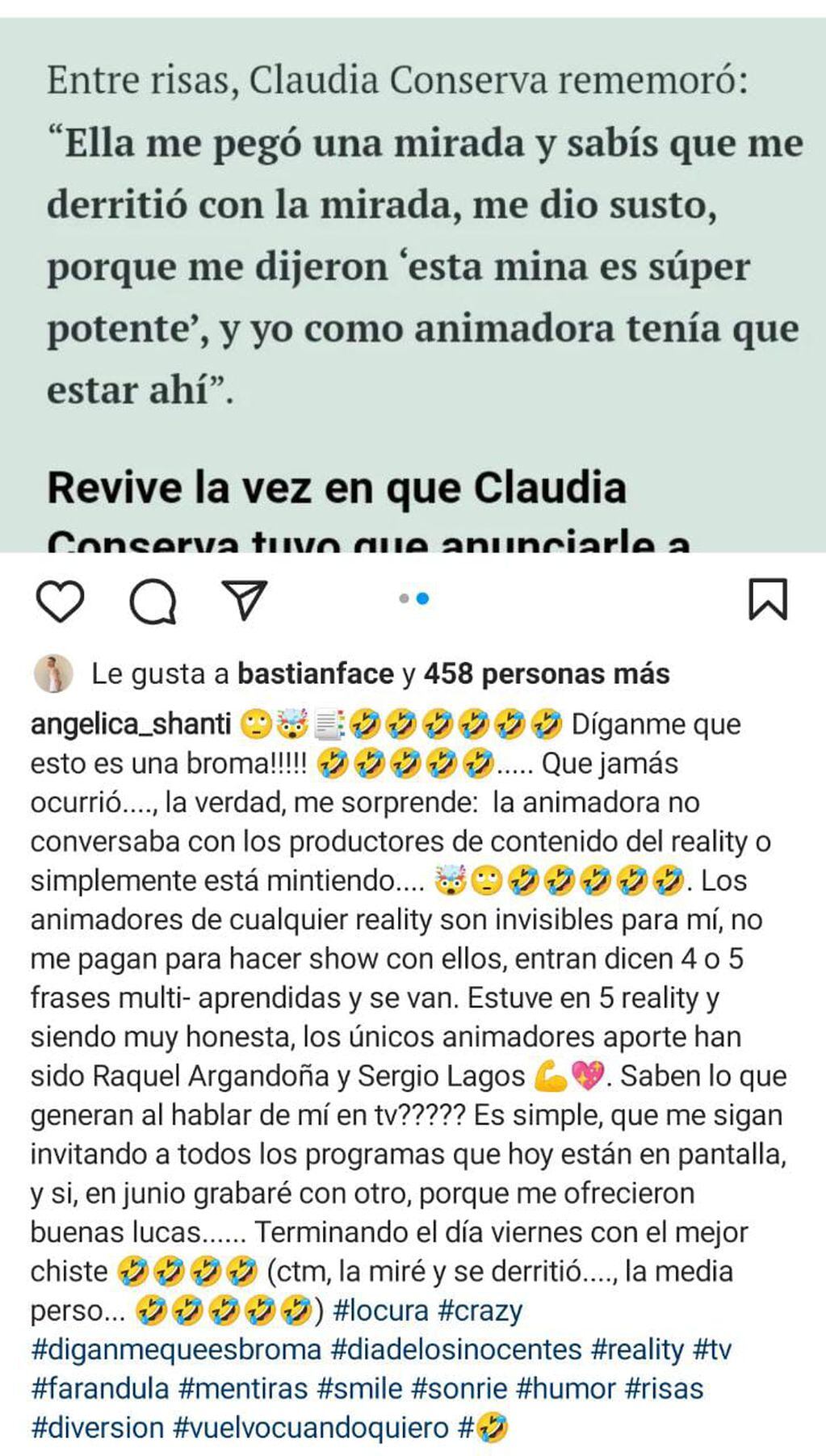 YG7ZKKAOIBAUZGSF53H23OA4WU La ex chica reality, Angélica Sepúlveda aseguró que “Los animadores de cualquier reality son invisibles para mí, no me pagan para hacer show con ellos”.