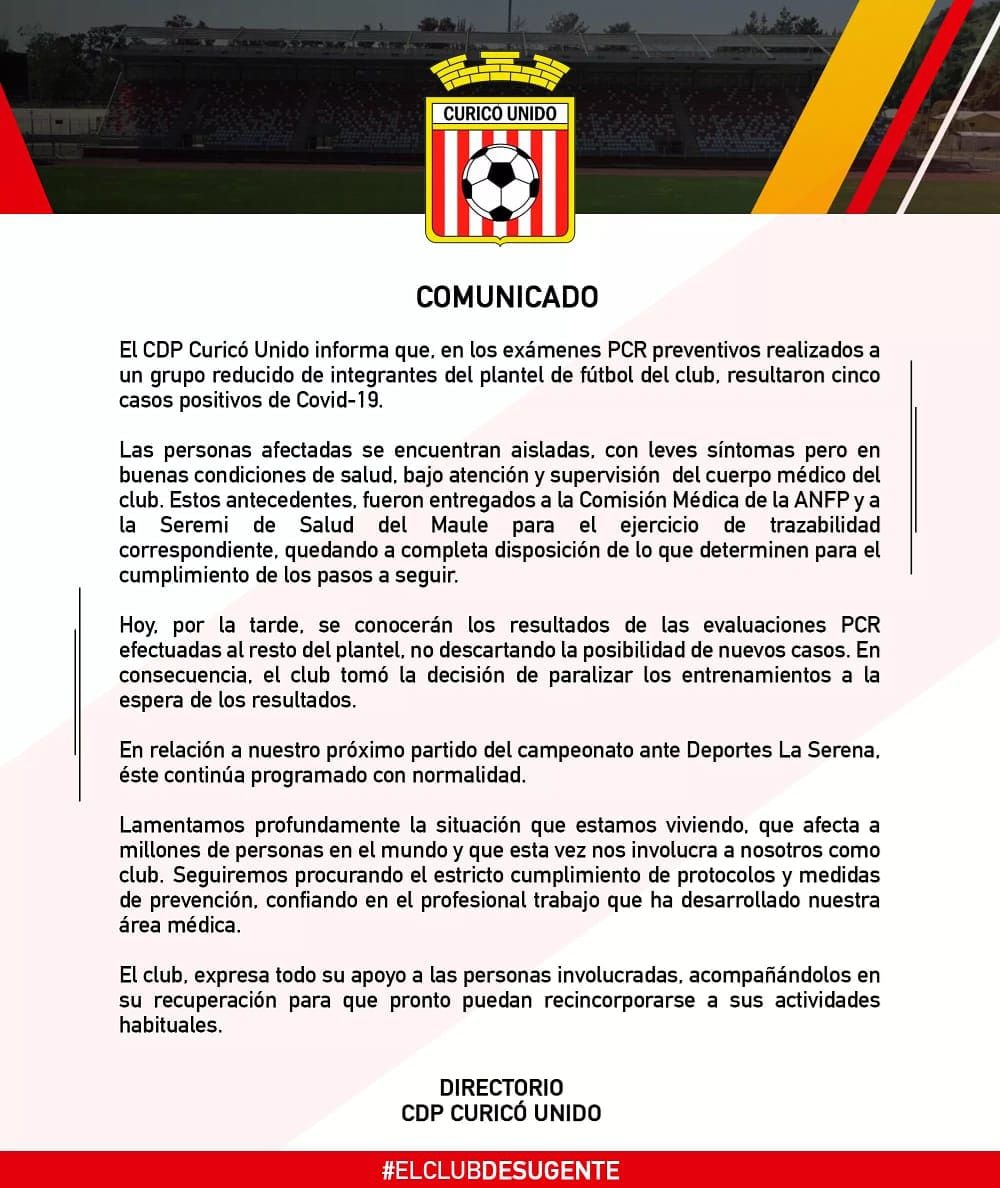 Curicó informa cinco casos de COVID en el plantel.