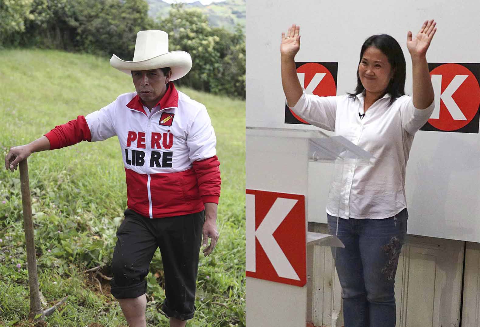 Keiko Fujimori y Pedro Castillo.