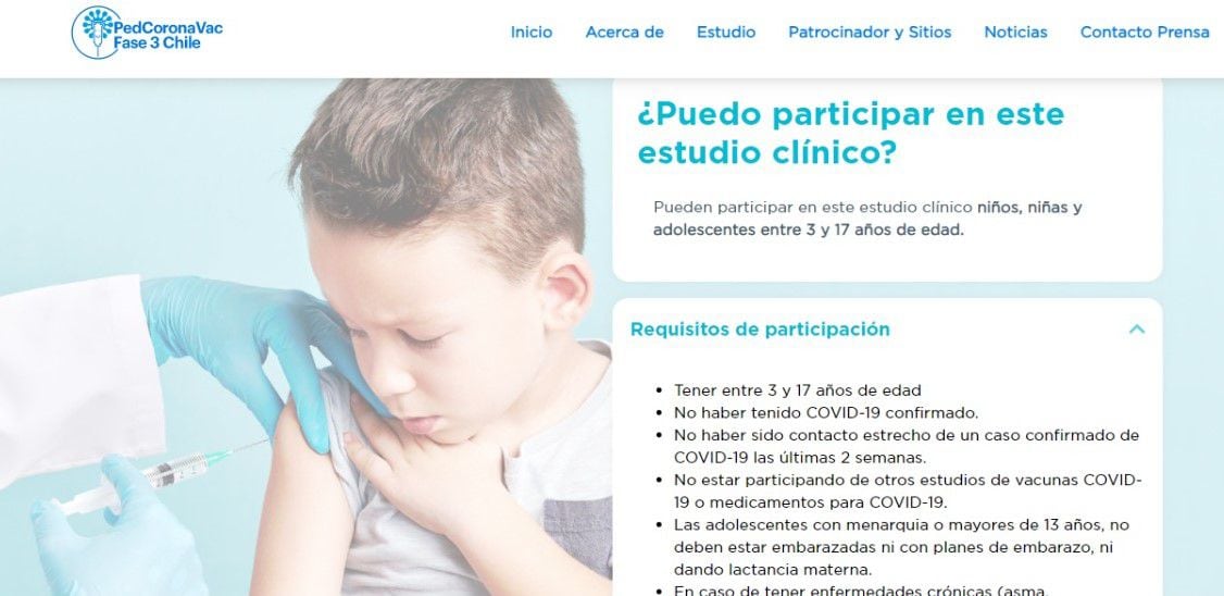 pantallazo estudio clinico UC niños