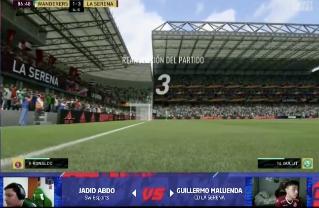 Captura de pantalla de la final vuelta del torneo eSports entre Deportes La Serena y Santiago Wanderers.