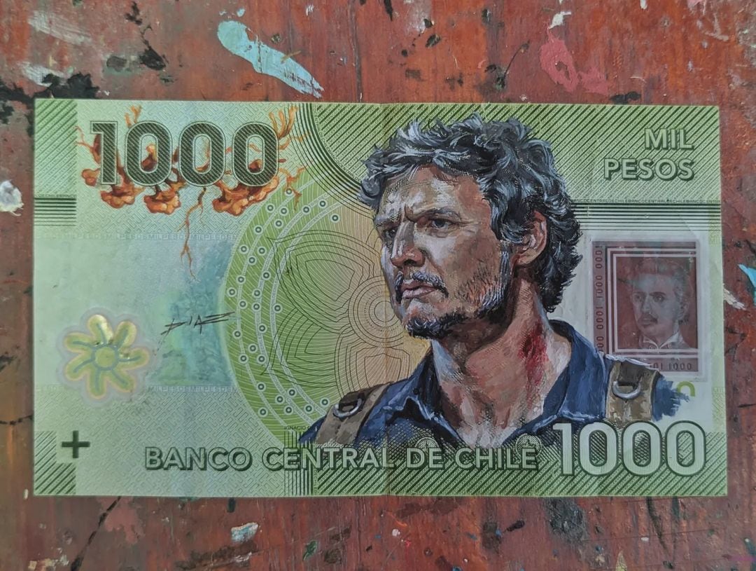 Pedro Pascal en un billete de mil pesos