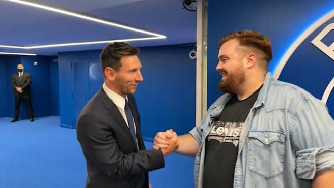 Messi e Ibai Llanos, en otra captura de la entrevista.