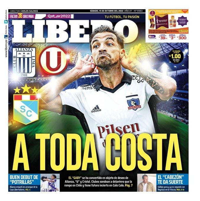 Portada de Líbero, sondeando al futbolista de Colo Colo en los tres grandes de Perú.