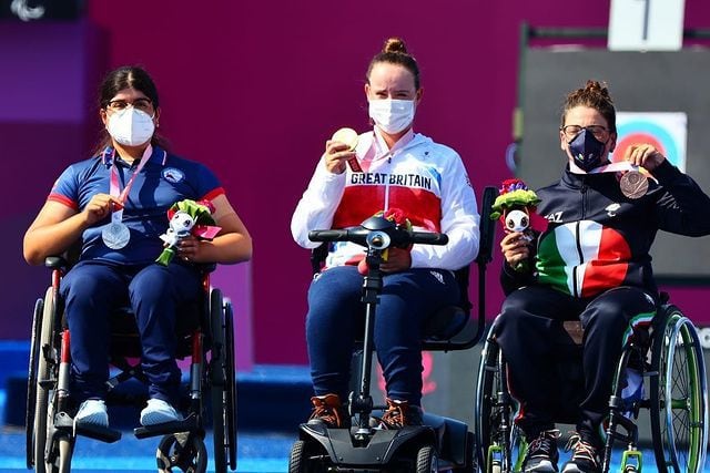 Mariana Zúñiga en el podio. Foto: Comité Paralímpico de Chile.