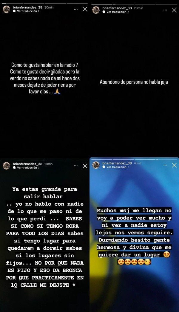 Las historias de Instagram de Brian Fernández.