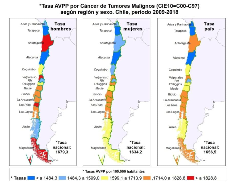 AVPP por cancer mapa minsal