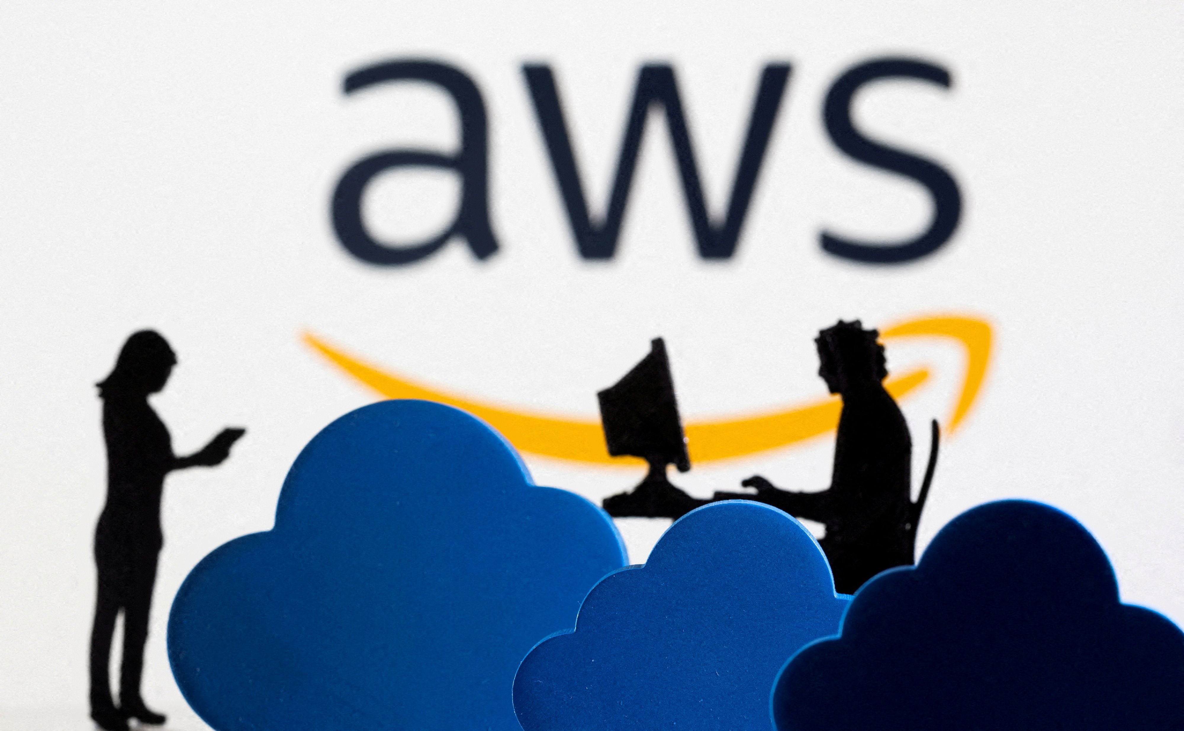 FILE PHOTO: FILE PHOTO: Illustration shows AWS (Amazon Web Service) cloud service logo