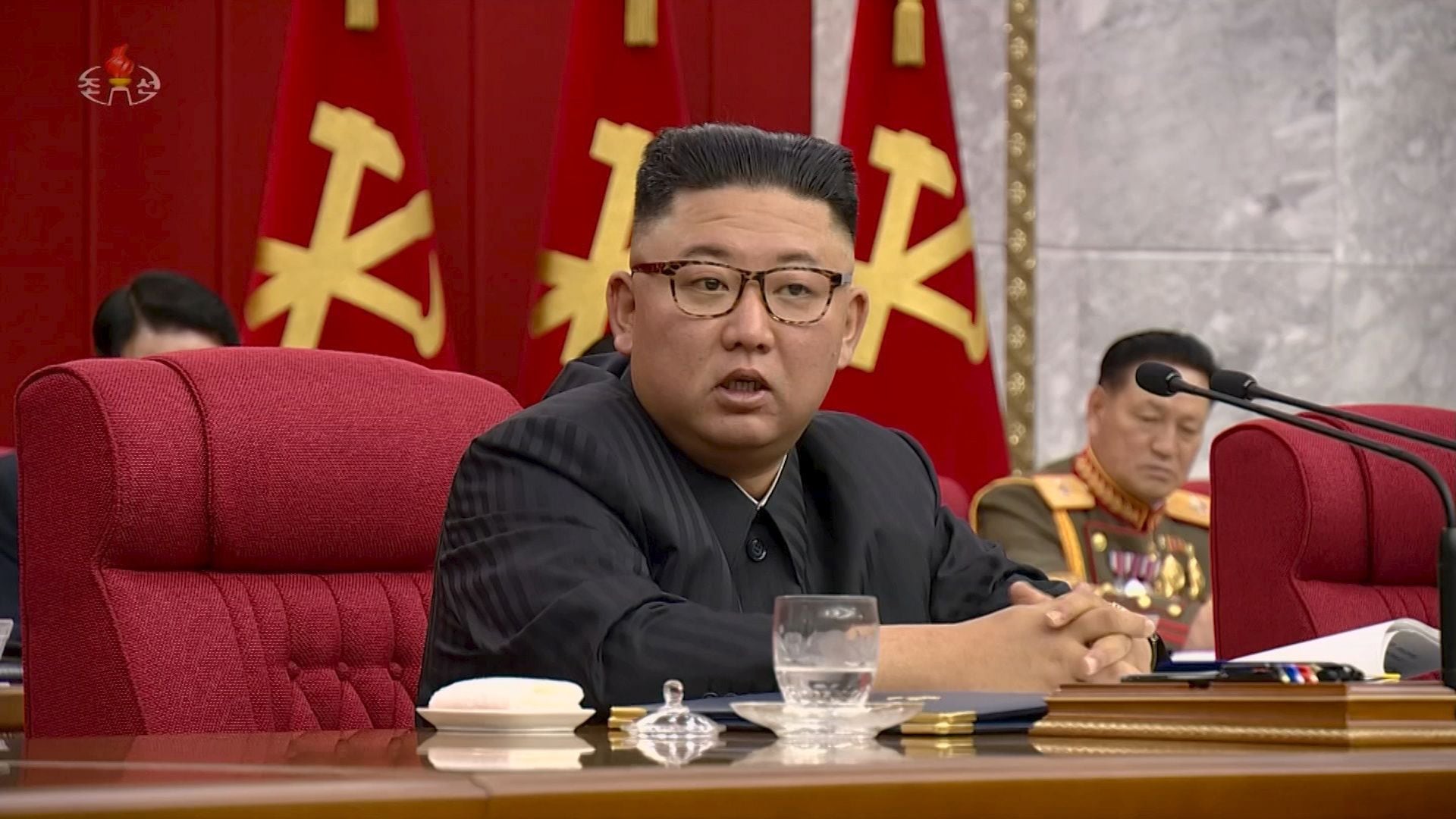 North Korean Leader Kim Jong Un speaks at plenary meeting of 8th central committee of the Workers' Party of Korea