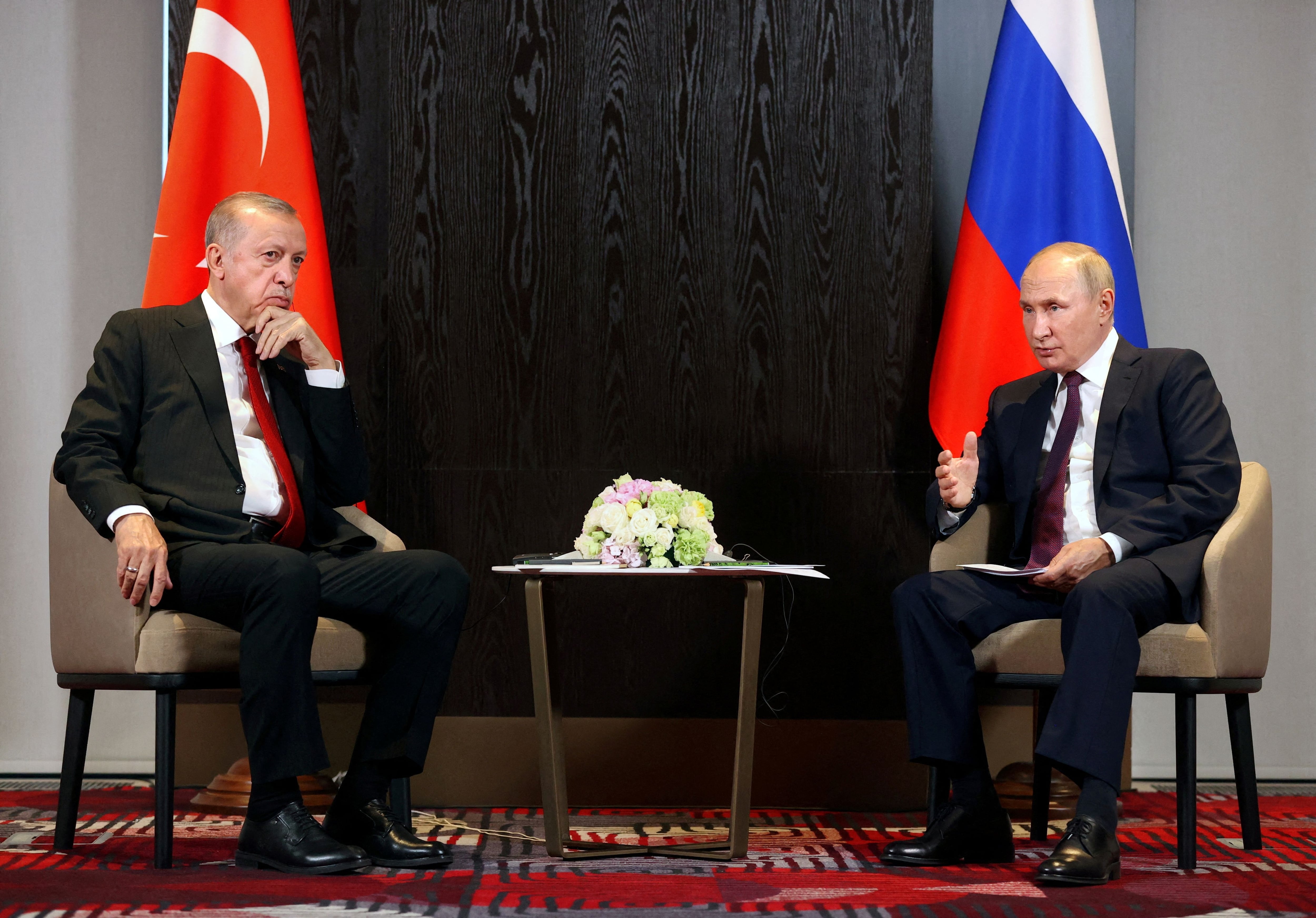 FILE PHOTO: Russian President Putin and Turkish President Erdogan meet in Samarkand