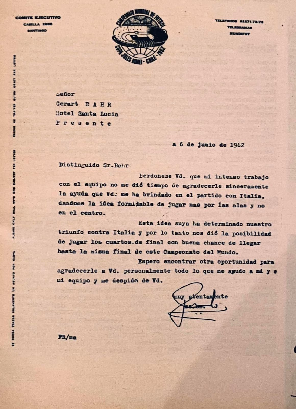 Carta Fernando Riera