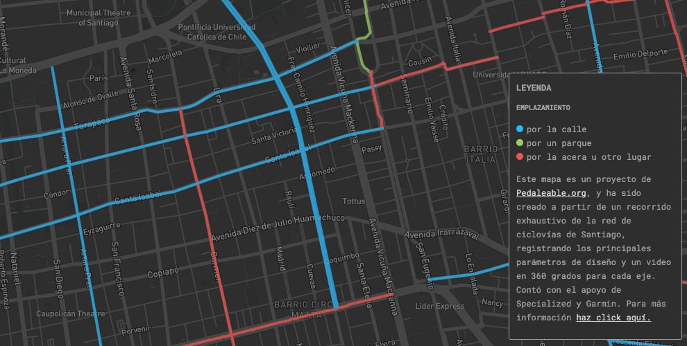 mapa ciclovías santiago Pedaleable