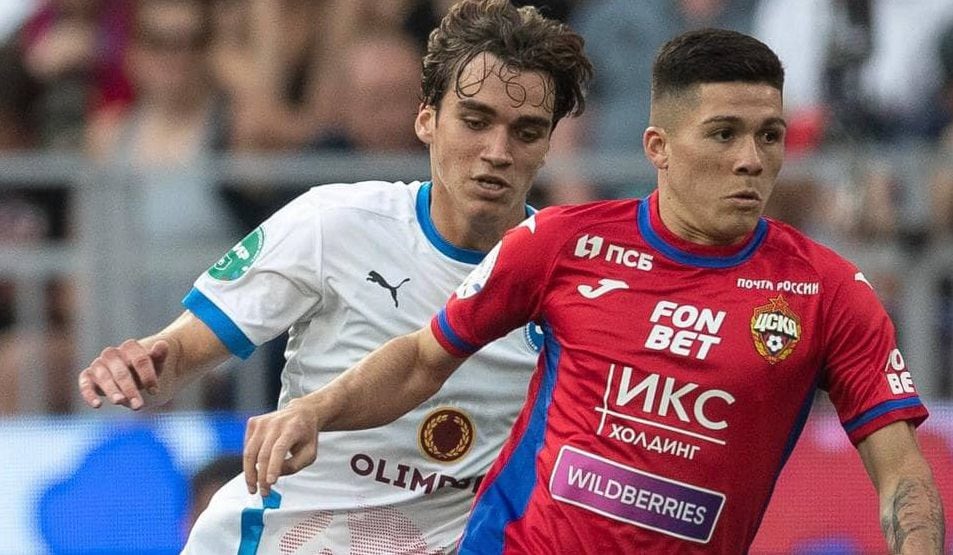 Víctor Méndez en su primer partido con el CSKA Moscú.