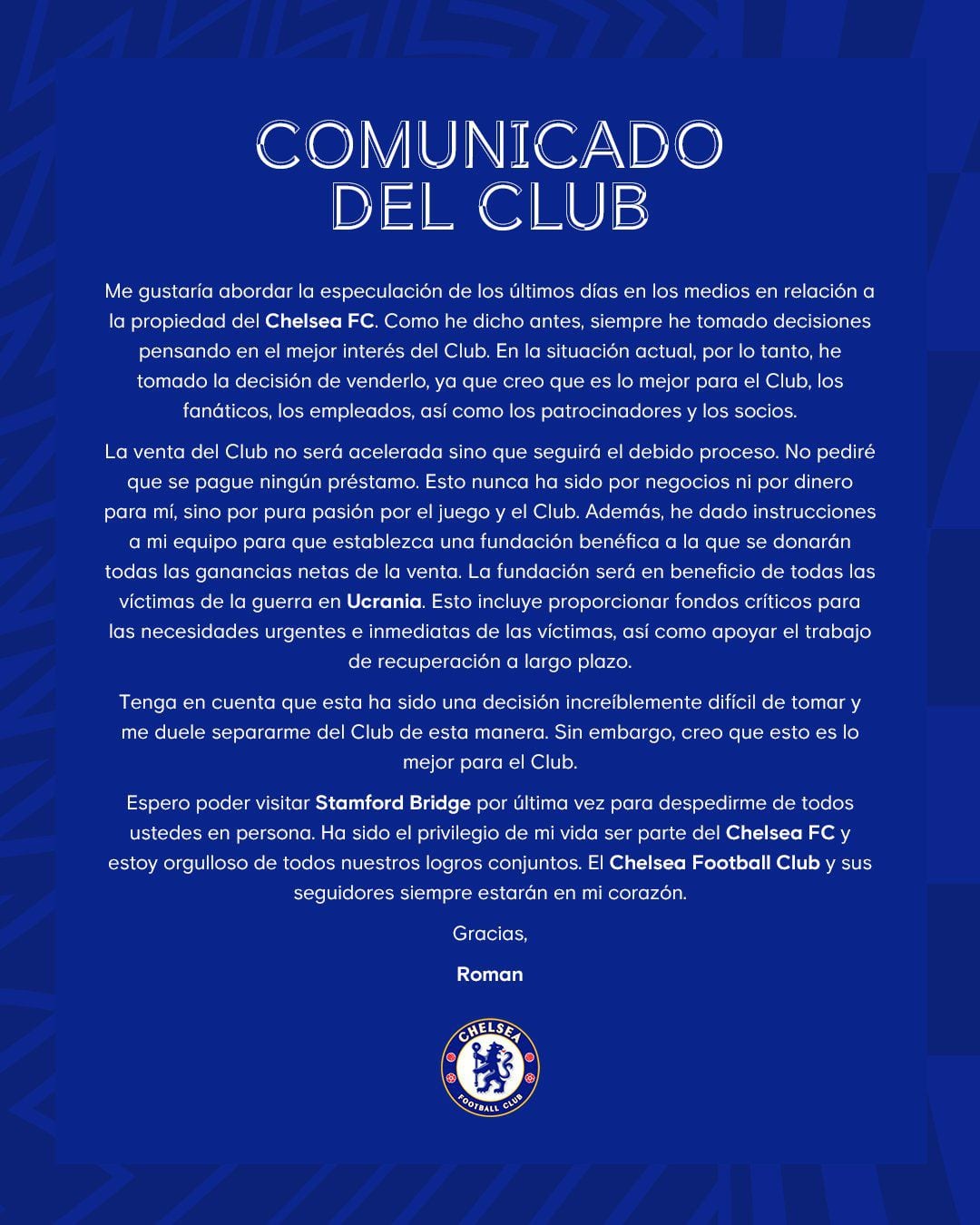 Comunicado del Chelsea