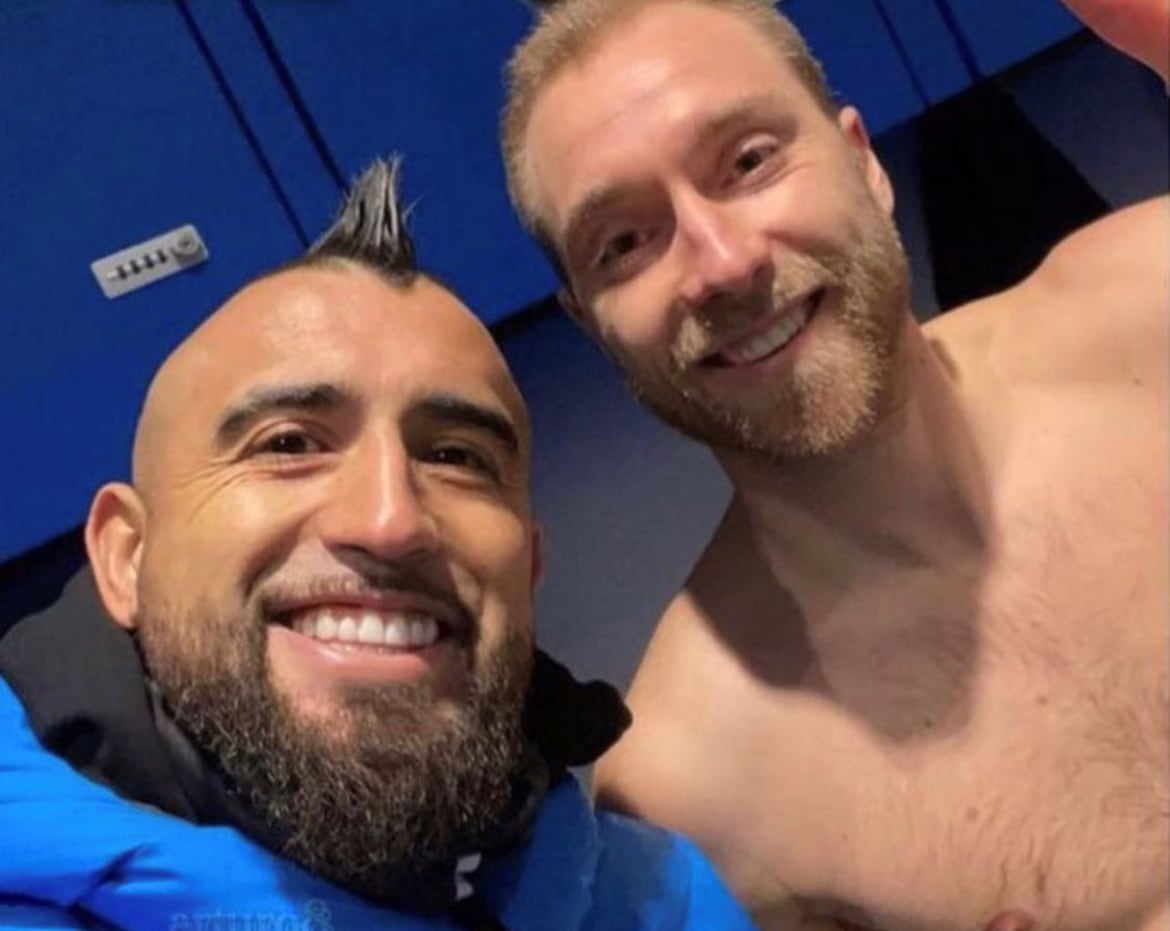 Arturo Vidal y Christian Eriksen, en el Inter