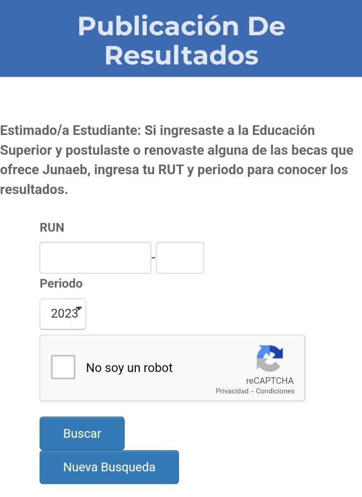 Publicación de resultados de becas Junaeb