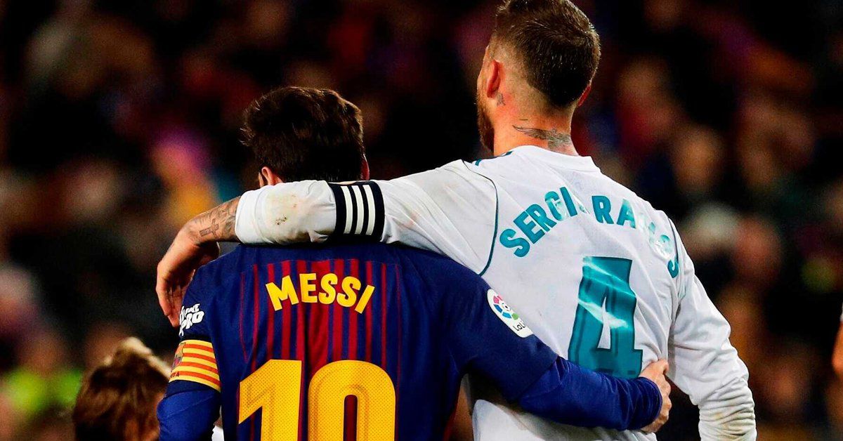 Sergio Ramos y Messi, en un clásico español entre el Real Madrid y el Barcelona