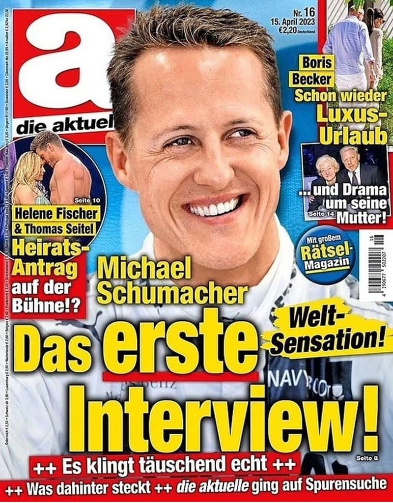 La portada de Die Aktuelle, donde viene la falsa entrevista a Michael Schumacher.