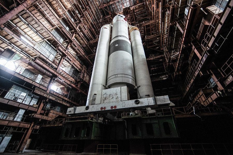 Buran spacecraft at Baikonur Cosmodrome