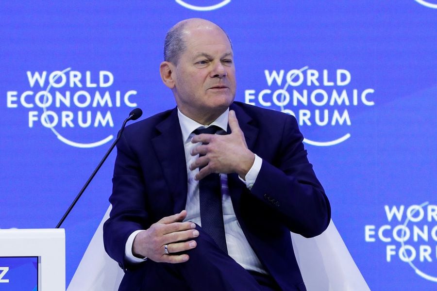 Olaf Scholz en el Foro Económico Mundial de Davos, Suiza. Foto: Reuters