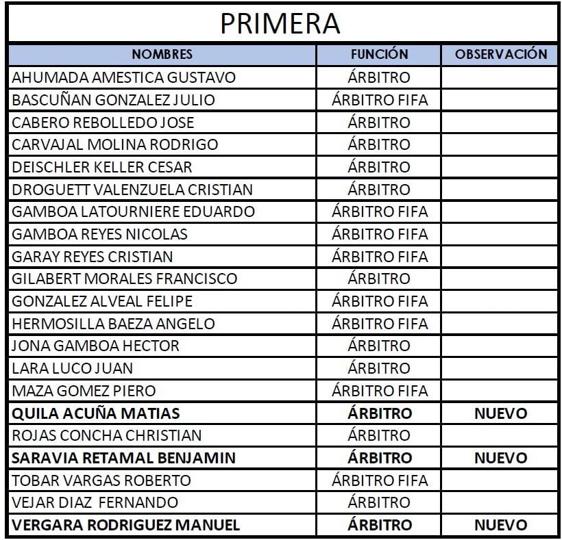 Árbitros Primera División