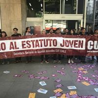 Estudiantes manifiestan apoyo al paro de la CUT con toma del Ministerio del Trabajo