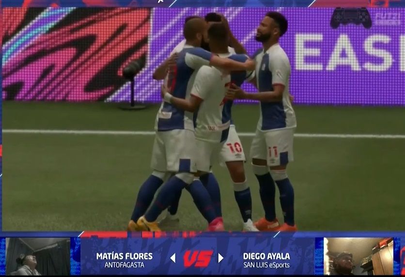 Deportes Antofagasta celebra uno de sus goles frente a San Luis de Quillota, en el Torneo eSports. FOTO: captura de pantalla.