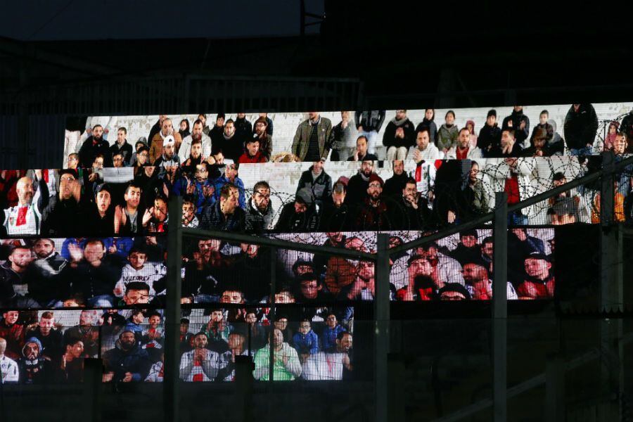 La hinchada virtual de Palestino en el duelo ante River Plate, en 2019.