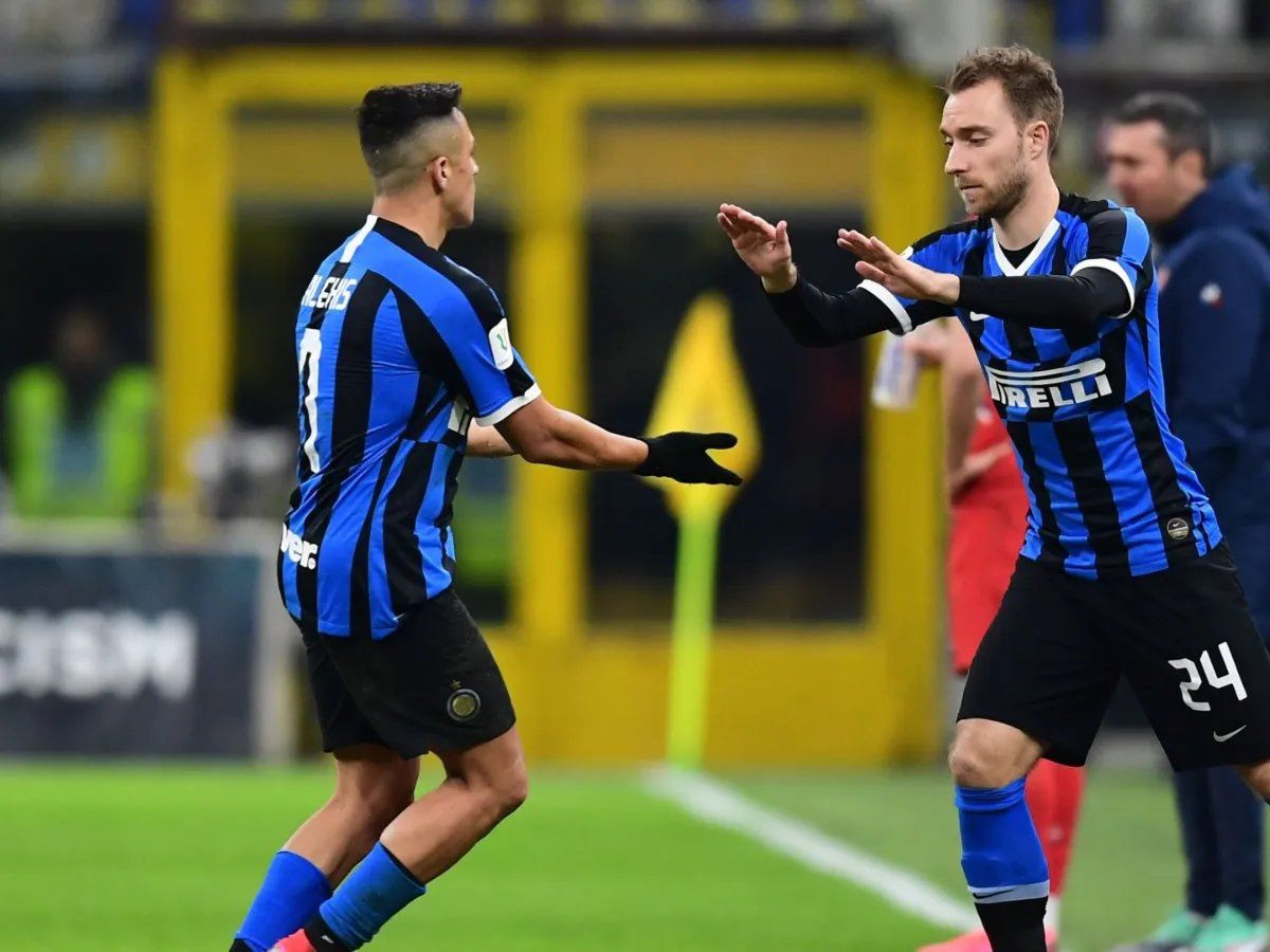 Alexis Sánchez y Christian Eriksen, compañeros en Inter de Milán. Foto: @Inter.