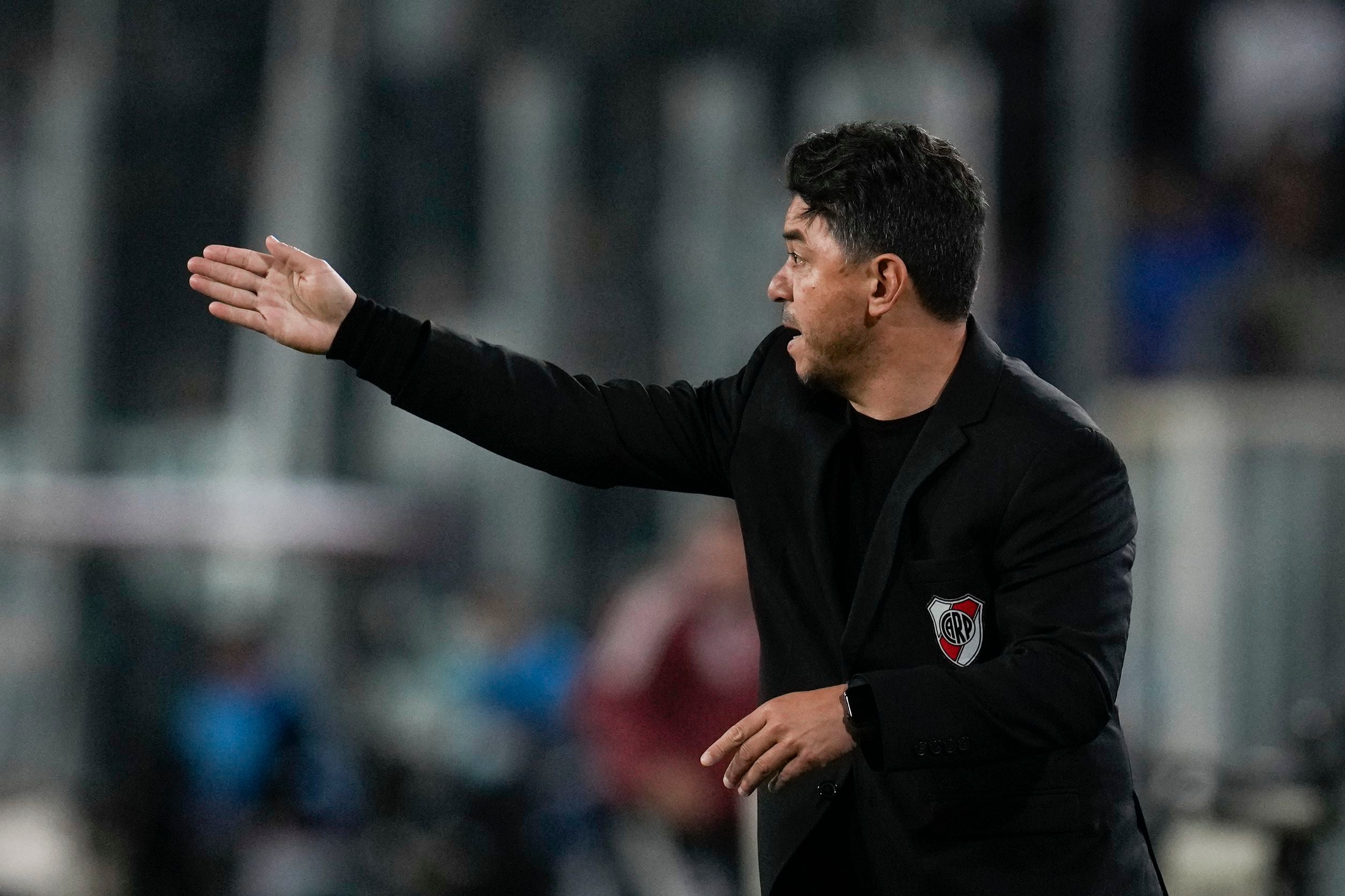 Marcelo Gallardo, en el duelo entre River Plate y Colo Colo, por la Libertadores, en abril