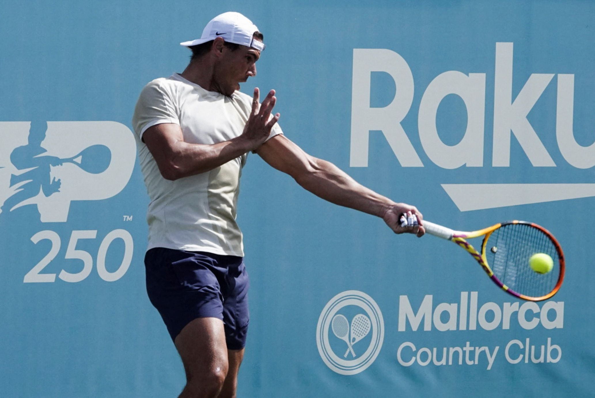 Spain's Rafael Nadal trains at Rafa Nadal Academy in Manacor, on the island of Mallorca