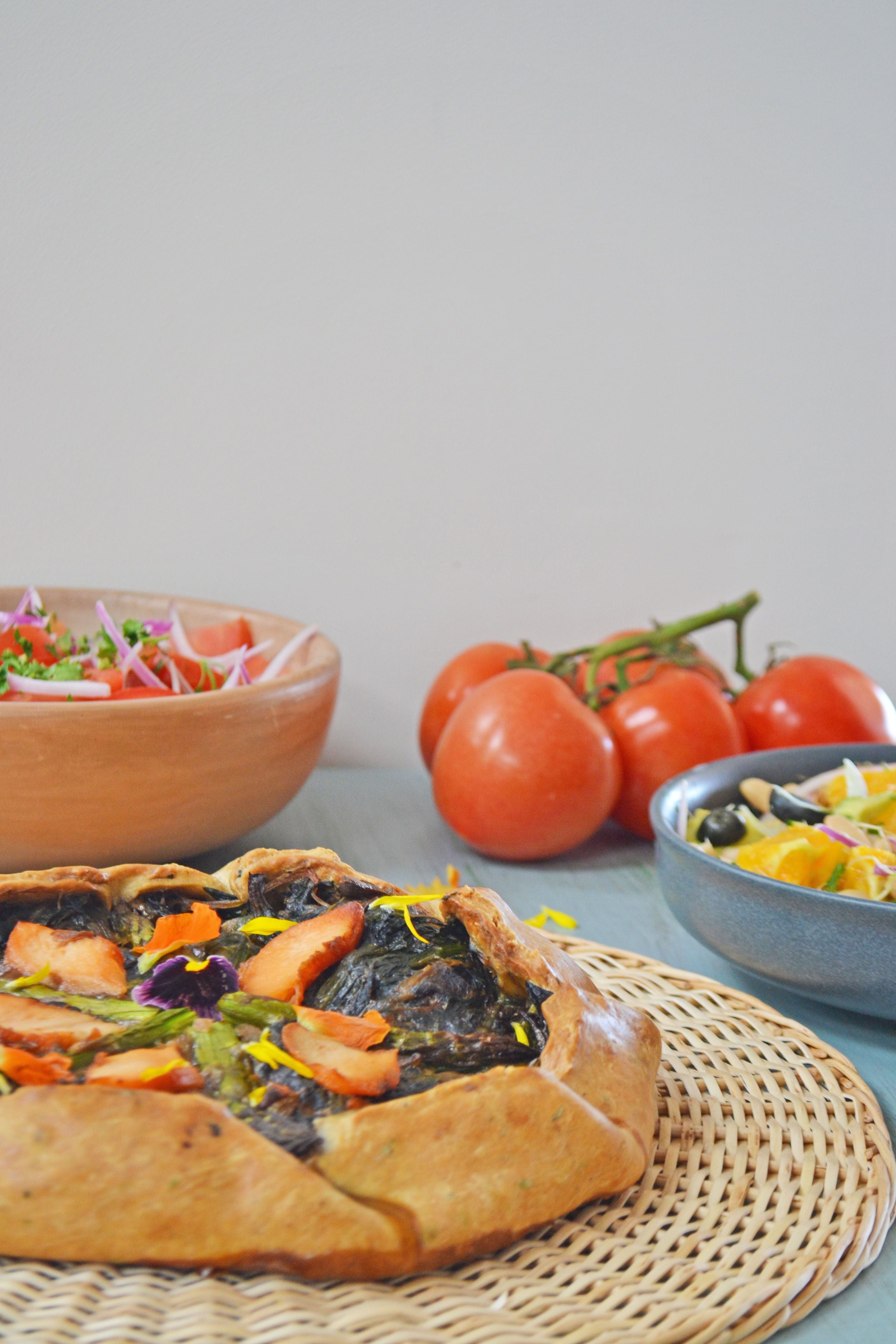 galette, ensalada chilena, ensalada porotos