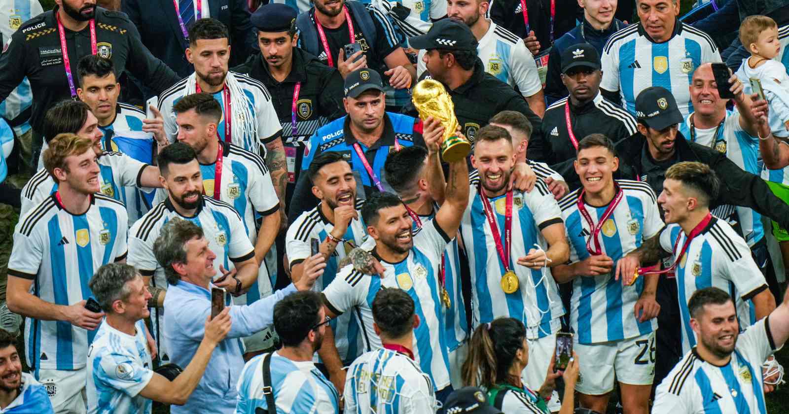 Kun Agüero, en la celebración argentina.