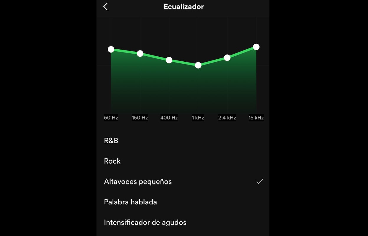 ecualizador Spotify ecualización EQ