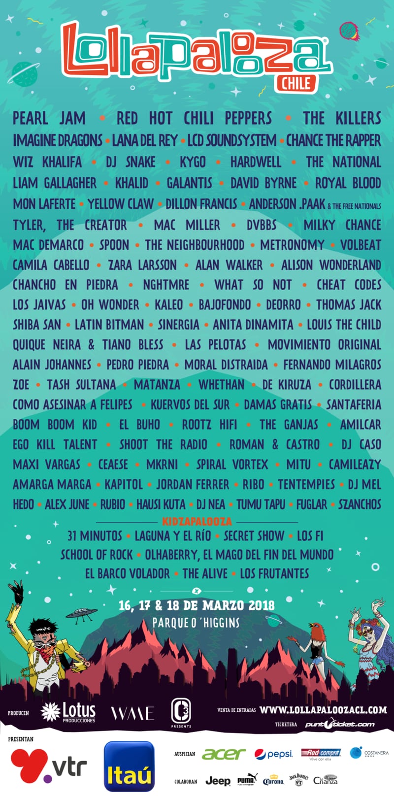 Lollapalooza 2018: Pearl Jam, Red Hot Chili Peppers y The Killers encabezan  el cartel - La Tercera