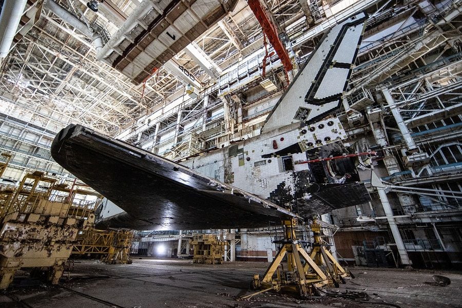 Buran spacecraft at Baikonur Cosmodrome