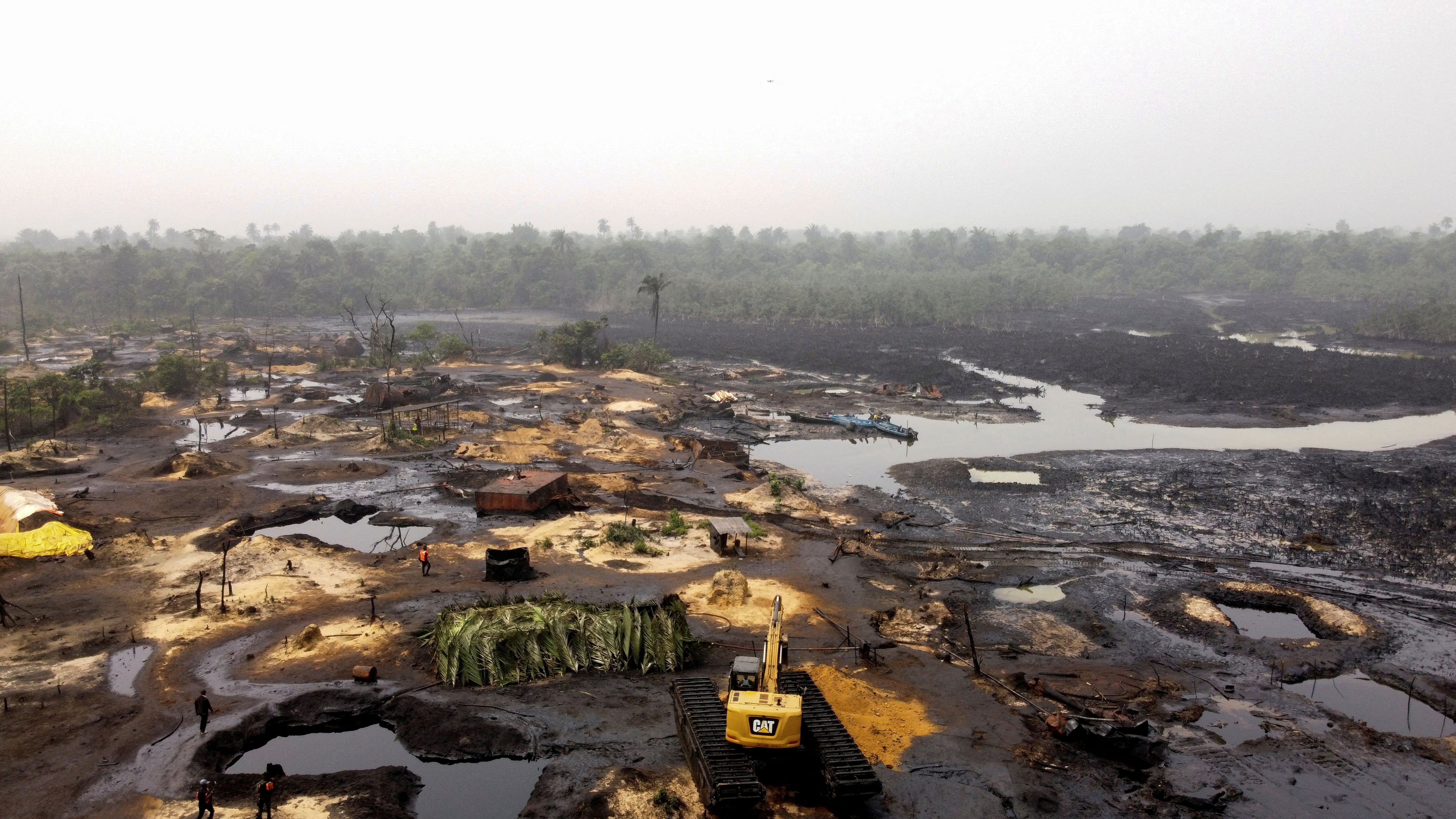 FILE PHOTO: General view of oil stained polluted mangrove in Rivers state