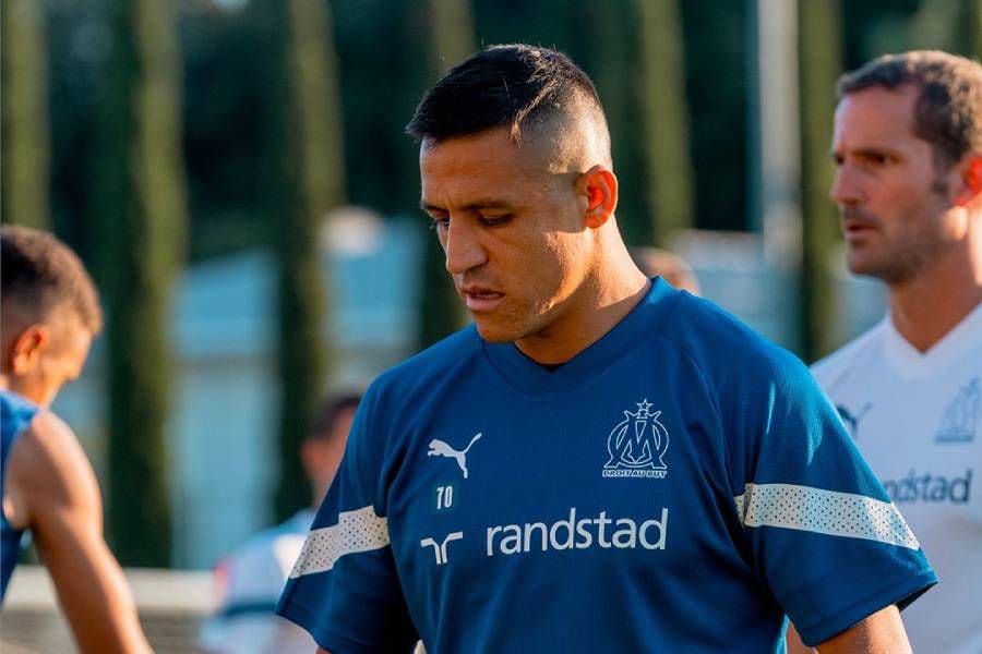 Alexis Sánchez, en un entrenamiento del Olympique de Marsella