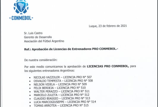 Licencias Conmebol