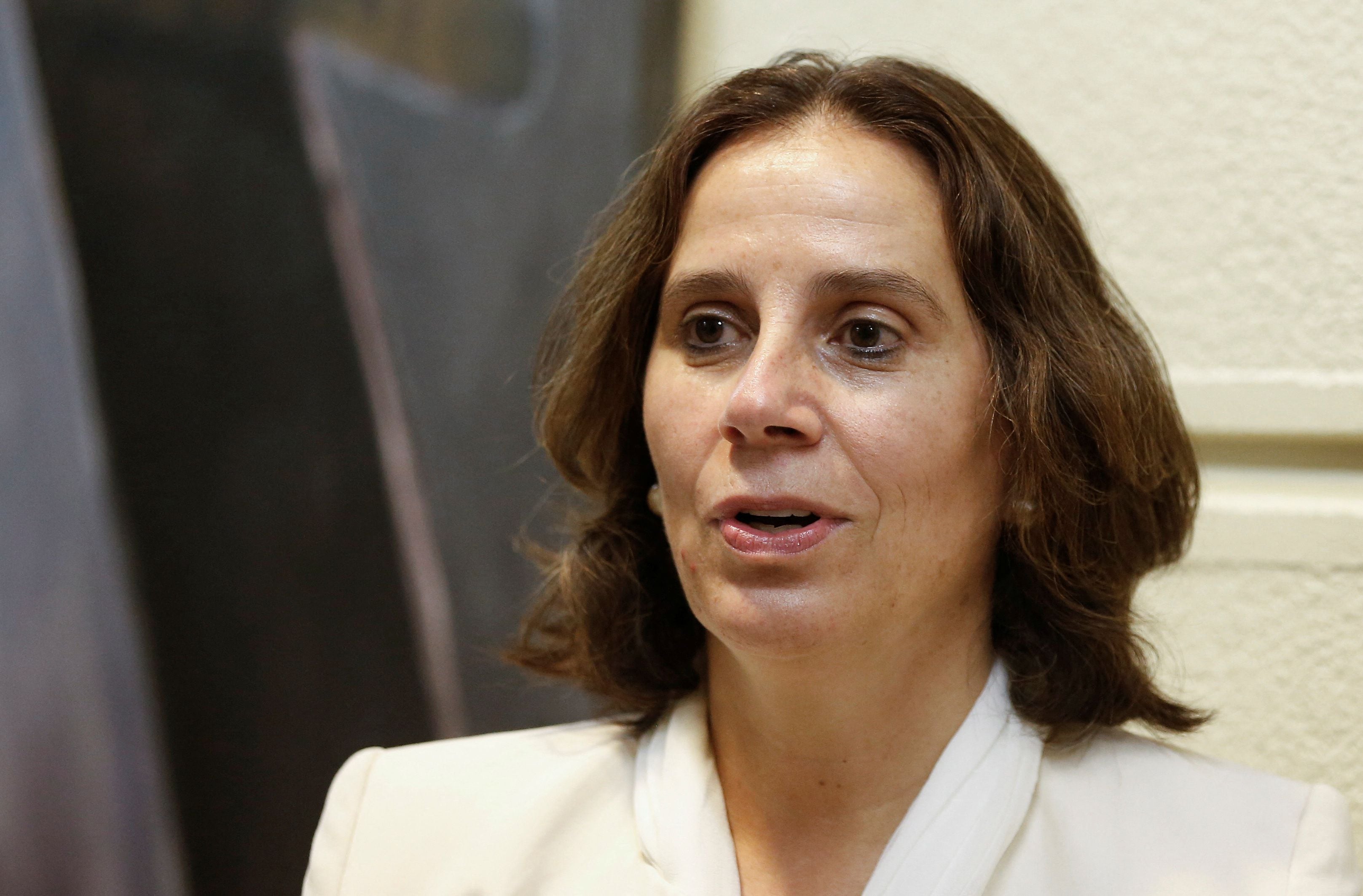 Chile's Minister of Foreign Affairs Antonia Urrejola Noguera talks to the media at the congress in Valparaiso