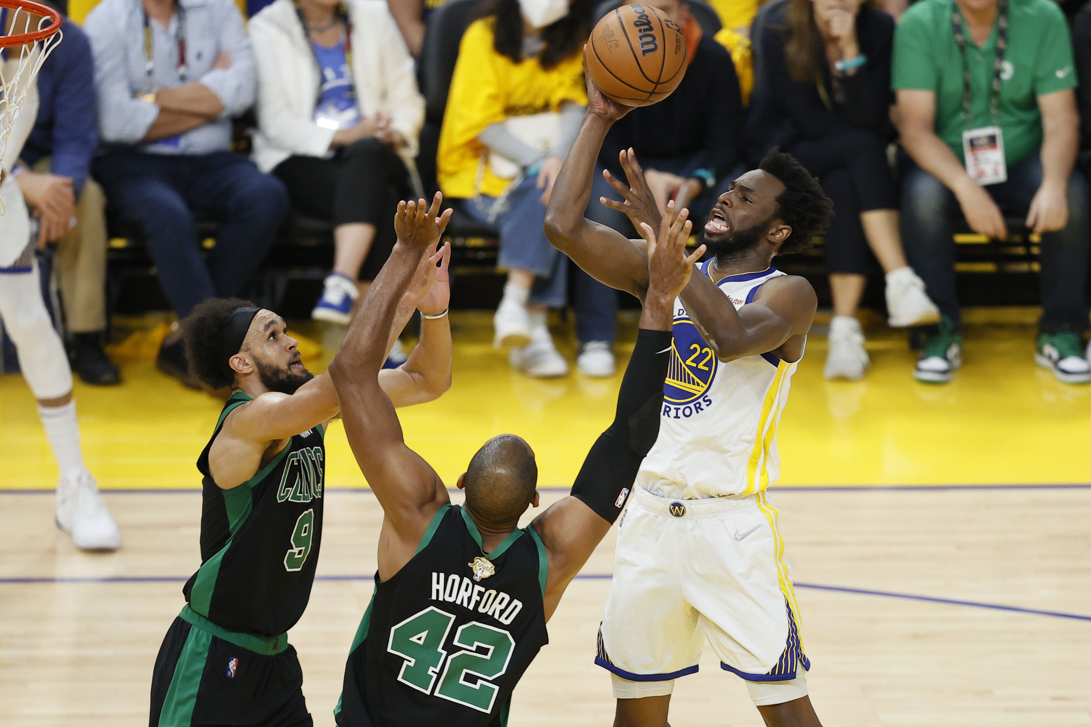 El canadiense Andrew Wiggins fue la figura de los Warriors en el quinto partido de la final de la NBA.