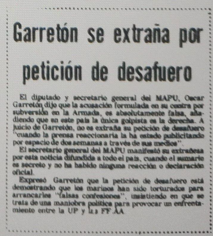 Desafuero garreton LT sept 1973