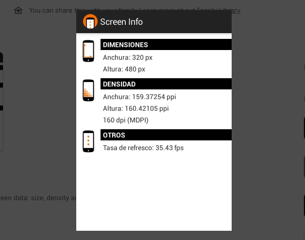 Screen info app tasa de refresco