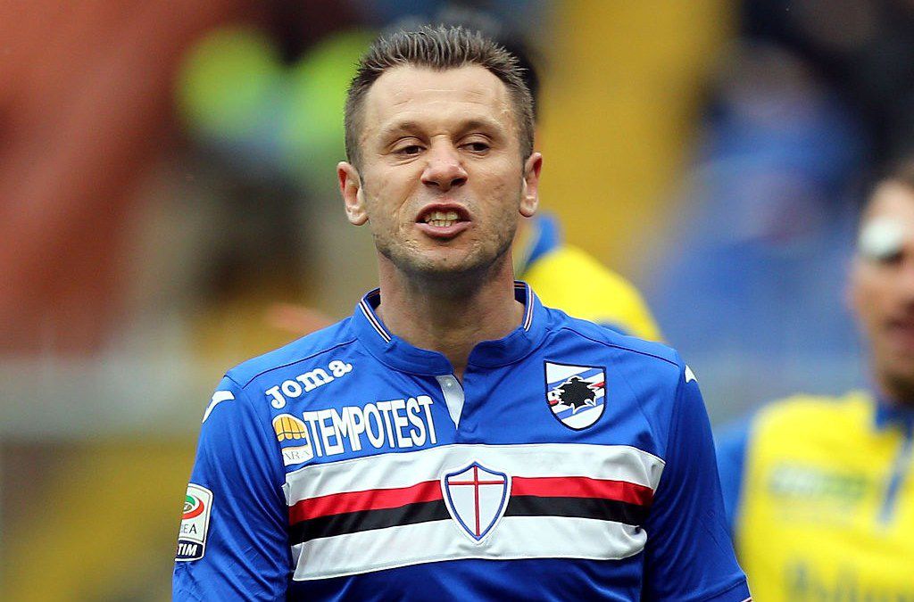 Antonio Cassano, en su época de jugador, con la camiseta de la Sampdoria.