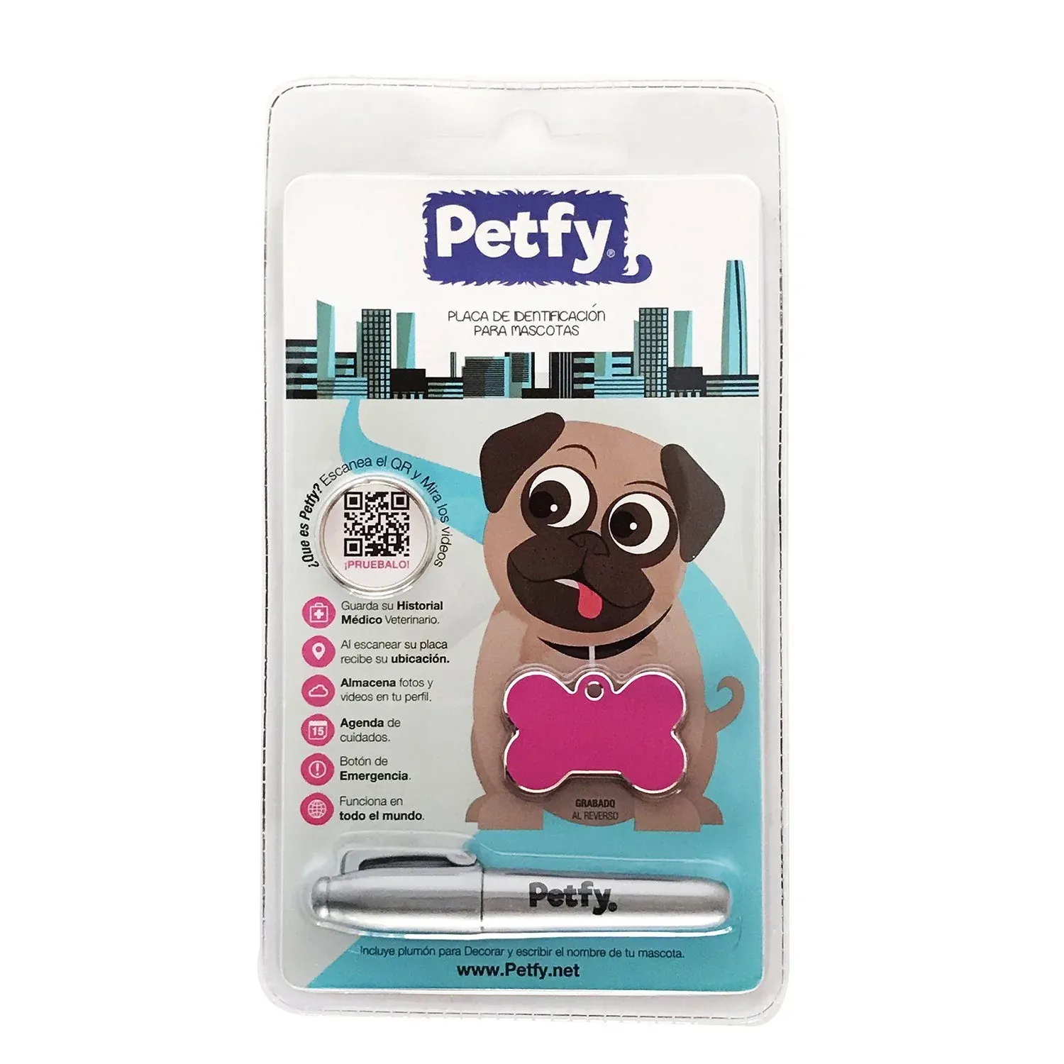 Placa Petfy ID para mascotas