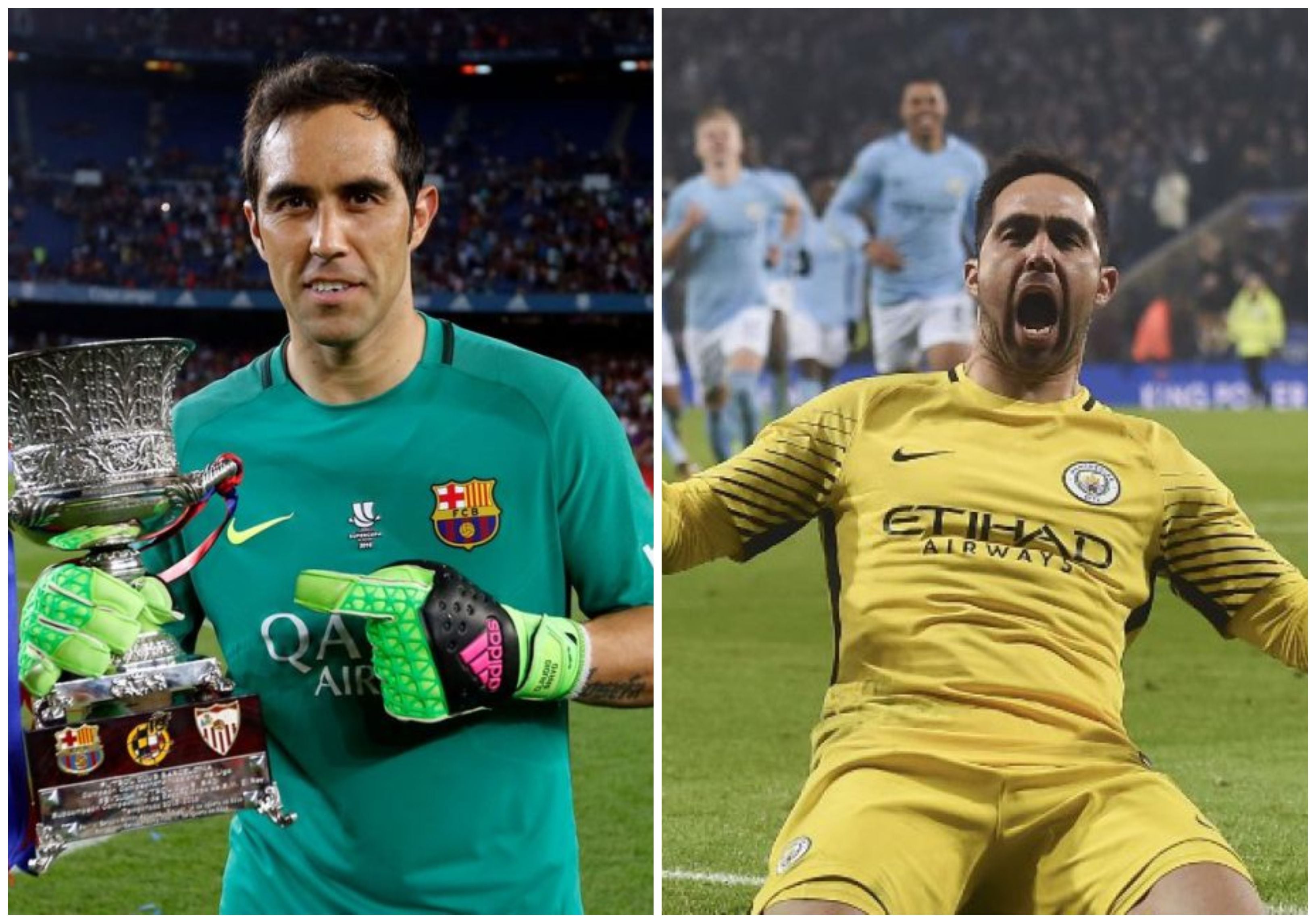 Claudio Bravo en Barcelona y Manchester City.