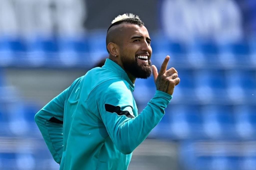 Arturo Vidal, en una práctica del Inter.