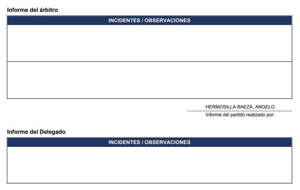 El espacio vacío que dejó Hermosilla en el informe del partido entre la U y Audax.